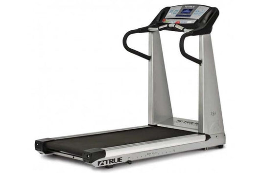 TRUE Z5.4 treadmill with silver uprights, black running belt, and digital console display on white background