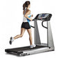 Woman running on TRUE Z5.4 treadmill with gray frame, black belt, and digital console display