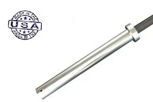 Texas Power Bar with silver steel shaft and black grip sleeve on white background