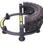 Warrior Tire Flip 180 with black rubber tire and yellow grip handles on white background