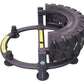 Warrior 180 Tire Flip XL with black rubber tire, yellow accents, and curved handles on white background