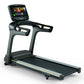 Matrix T75 treadmill with black belt and gray frame, featuring touchscreen display and dual handles on white background