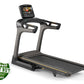 Matrix TF30 folding treadmill with black and gray frame, touchscreen display, and gold accents on white background