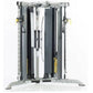 TuffStuff Evolution Corner Multi-Functional Trainer with dual cable columns, pulleys, and weight stacks on white background