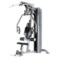 TuffStuff Apollo 7400 silver and black multi-station gym machine with cable pulley system and padded seat on white background