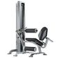 TuffStuff Apollo leg extension and curl station with silver steel frame, black padded seat and backrest, dual leg extension a