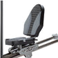 TuffStuff Apollo leg press station with gray and black padded seat and footrest on metal frame, shown on white background