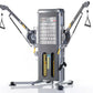 TuffStuff Evolution Dual Stack Functional Trainer with gray frame, dual adjustable arms with handles, and instruction chart o