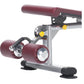 TuffStuff Proformance Multi Adjustable Bench with burgundy padding, gray steel frame, yellow adjustment knobs, and black feet