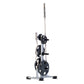 TuffStuff Proformance Olympic weight tree with silver vertical post, black weight plate storage pegs, and black circular weig