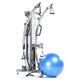 Silver and black functional trainer with dual cable towers, measurement scale, and multiple attachment points, displayed with