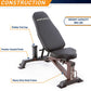 Marcy SteelBody adjustable weight bench with gray padded seat and backrest, heavy-duty steel frame, rubber end caps, powder-c
