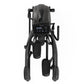 Black suspension trainer elliptical machine with digital display console and dual pedals, overhead view on white background