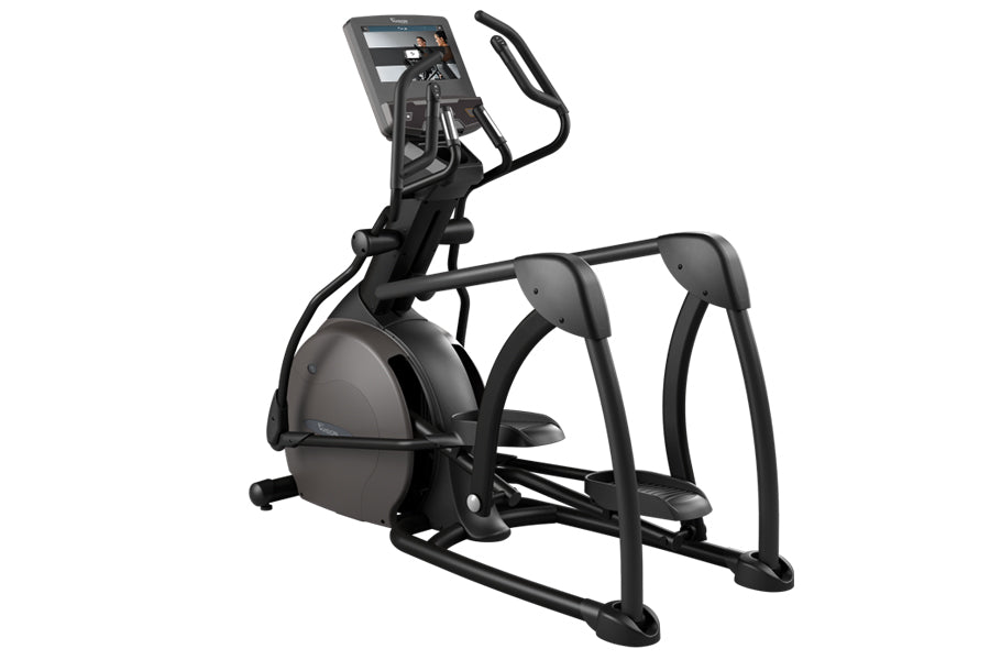 Vision S700E Ascent Trainer elliptical with black frame, gray flywheel, and digital display console on white background
