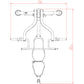 Technical line drawing of Powertec WorkBench MultiPress with dual handles, adjustable arms, and central weight stack shown in