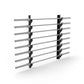 Warrior 8 bar gun rack with black mounting brackets and silver horizontal bars on white background