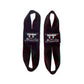 Pair of black ribbed infinity scarves with embroidered "Warrior Ab Originals" logo patch on white background