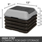 Warrior Aerobic High Step platform with gray top, black base, and textured surface, shown with dimension measurements