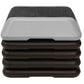 Stacked aerobic step platforms in black and gray, featuring textured tops and molded bases, on white background