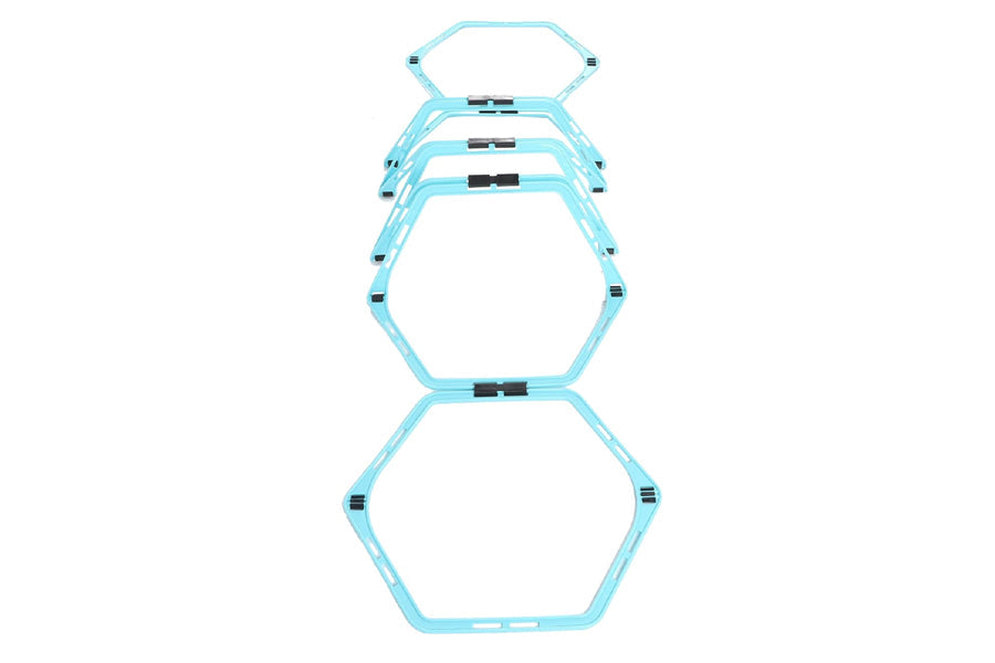 Warrior Hexagonal Agility Ladder & Hurdle in light blue with black connectors on white background