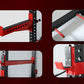 Power rack safety features including long safety catch, resistance band bar, weight bar safety catch frame, and short safety 