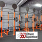 Warrior Commercial Pro Rig System with orange steel frame, black pull-up bars, weight plates, and dumbbells in gym setting