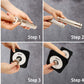 Four-step instructional image showing how to use adjustable dumbbells: unscrewing metal handle, separating components, insert