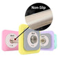 Set of colorful adjustable dumbbells in pink, yellow, purple, and mint with non-slip textured grip bands and metal weight pla