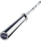 Eleiko Performance Powerlifting Bar with chrome finish, knurled grip, and rotating sleeves on white background