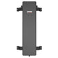 Gray flat weight bench with black side handles and wheels, Warrior branding visible on pad