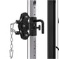 Black cable pulley attachment with metal chain, mounted on gray weight stack frame for functional trainer