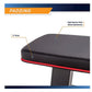 Warrior Flat Bench Pro with 2-inch thick high-density vinyl boxed upholstery and red trim, side view showing padding detail