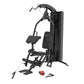 Black Warrior HG500 home gym machine with leg press, seated chest press, and attached resistance bands on white background