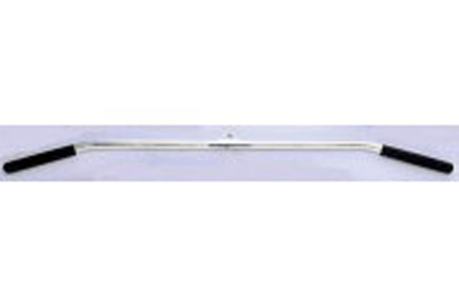 Warrior Hollow 48" Lat Bar with chrome shaft and black rubber grips on white background