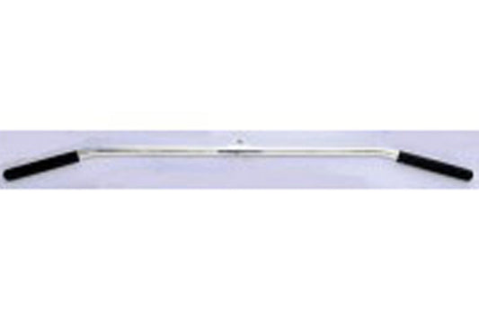 Warrior Hollow 48" Lat Bar with chrome shaft and black rubber grips on white background