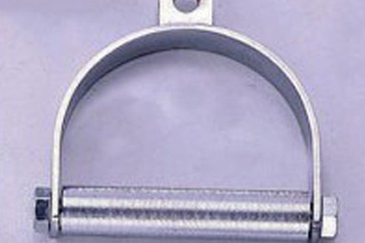 Warrior Horseshoe Rotating Solid Cable D Handle with white frame and metal bar on purple background