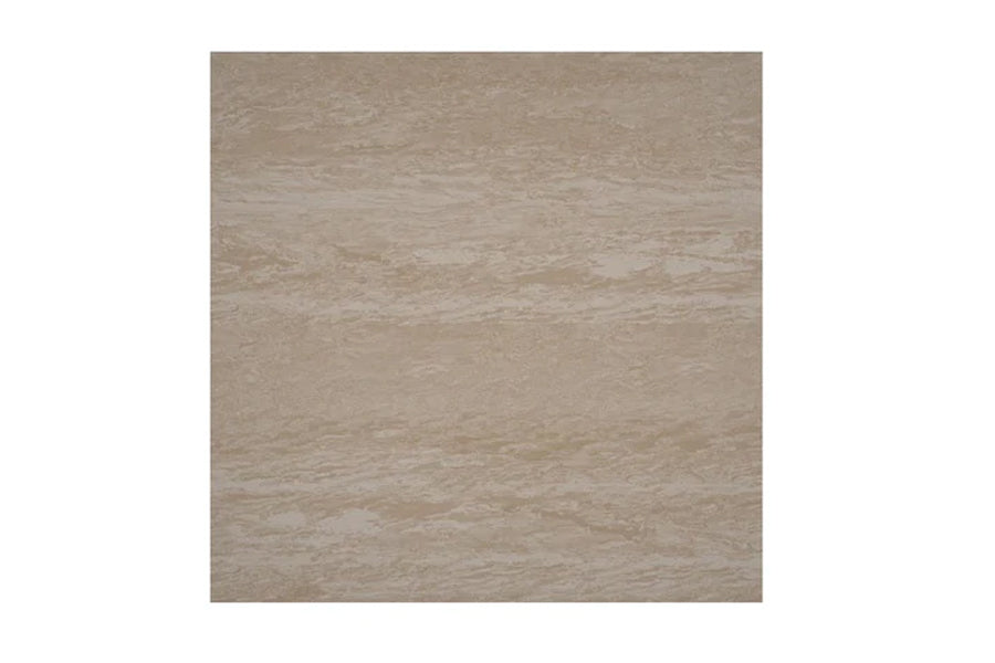 Beige marble-look interlocking gym tile with subtle gray veining on white background