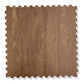 Brown wood-grain interlocking foam floor tile with puzzle-piece edges, flat lay on white background