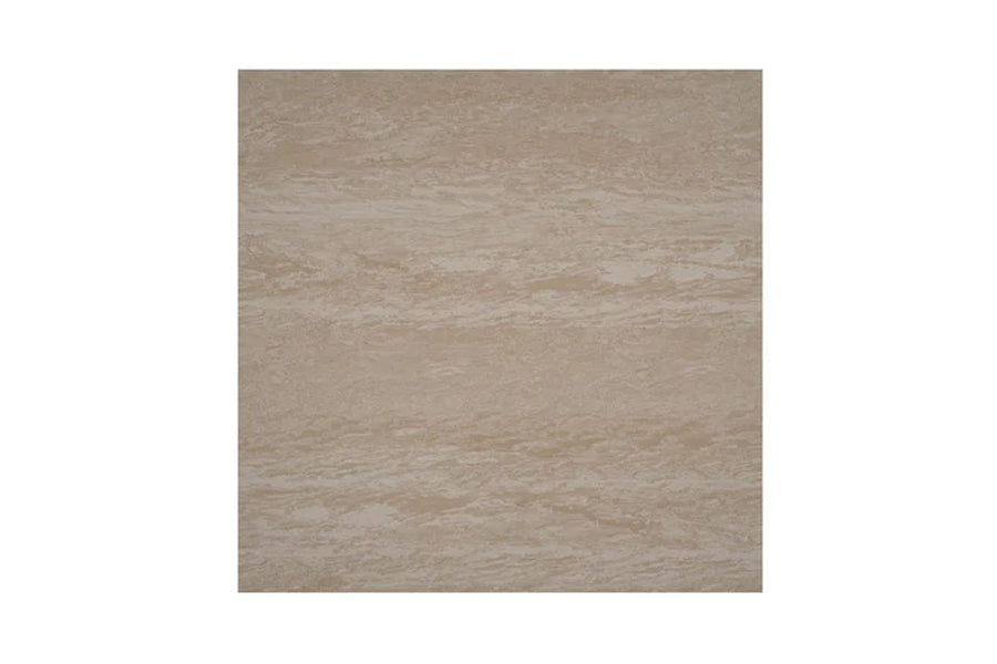 Taupe marble interlocking gym tile with natural stone veining pattern, shown flat lay on white background