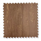 Taupe interlocking foam gym tile with woodgrain texture and interlocking edges on white background