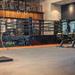 Warrior Marble Interlocking Gym Tile Flooring in taupe color installed in modern fitness facility