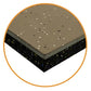 Warrior Multilayer Interlocking Rubber Gym Flooring Tile with gray top layer and black speckled base layer, isometric view