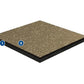 Warrior Multilayer Interlocking Rubber Gym Flooring Tile with tan speckled top surface and black rubber base layer shown in i