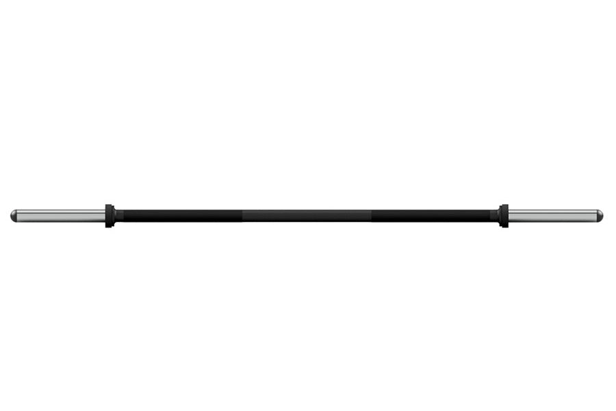 Warrior Olympic Fat Bar with black rubber grip and chrome sleeves on white background
