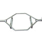 Warrior Chrome Olympic Hex Bar with angled grip handles and rotating sleeves on white background