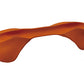 Burnt orange curved plastic squat pad with padded shoulders and tapered center bar, shown on white background