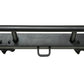 Black steel power rack top rail with four upright posts, attachment hooks, and center handle, flat lay on white background