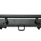 Black metal power rack horizontal bar with four mounting handles and center carry handle on white background