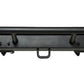 Black metal power rack top rail with multiple attachment points and mounting holes, isolated on white background