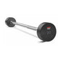 Warrior Urethane Pro-Style Fixed Barbell, 20 pounds, with black round weights and chrome bar on white background